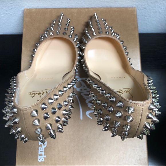 Christian Louboutin NUDE ORIGINAL PRE-2013 PIGALLE SPIKES 120 PUMPS Heels - Picture 7 of 11